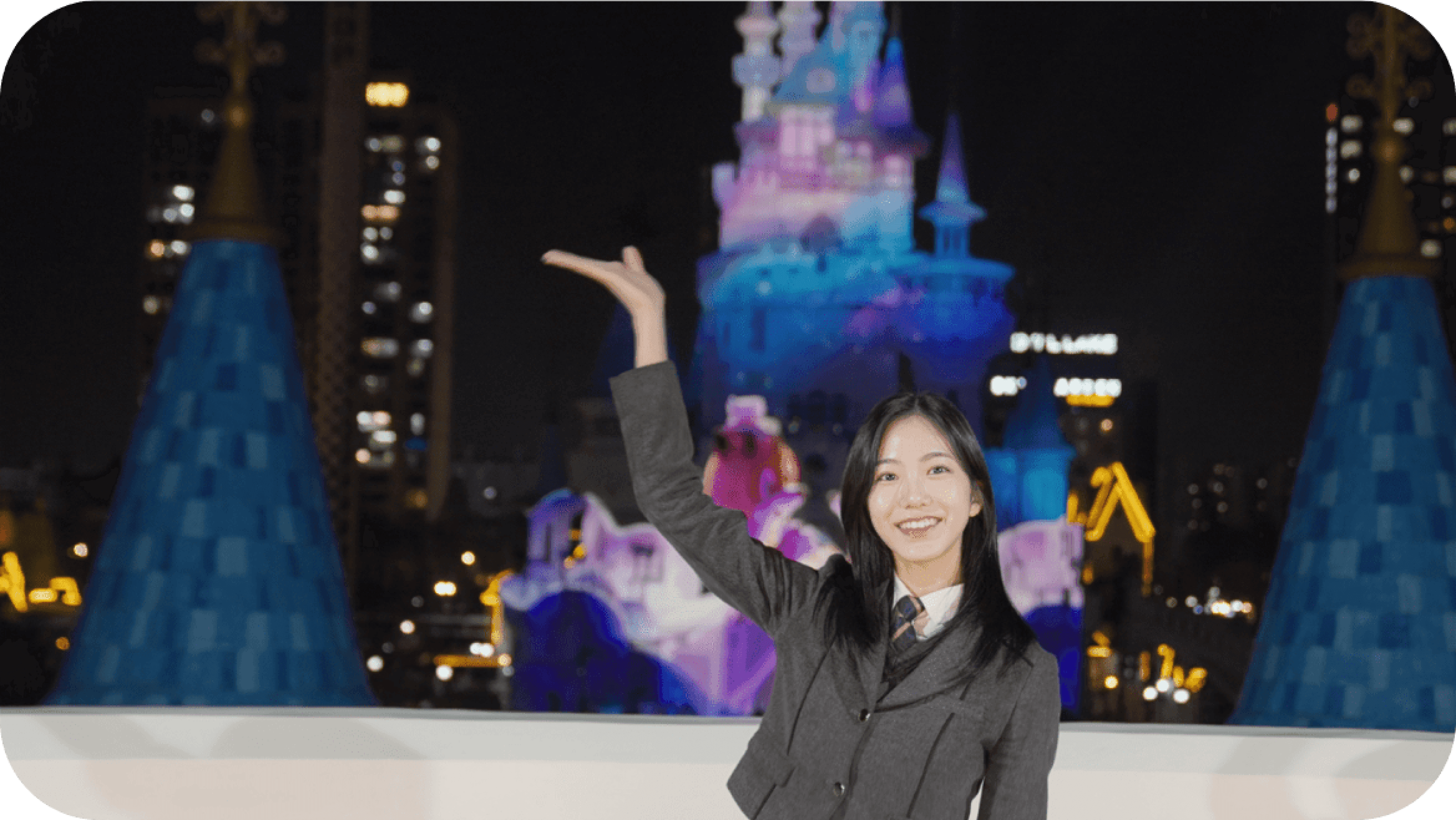 Lotte World Adventure 35th Anniversary facade interactive photo zone, February 2024
